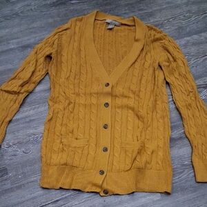 Yellow Banana Republic Cable Knit Cardigan Sweater